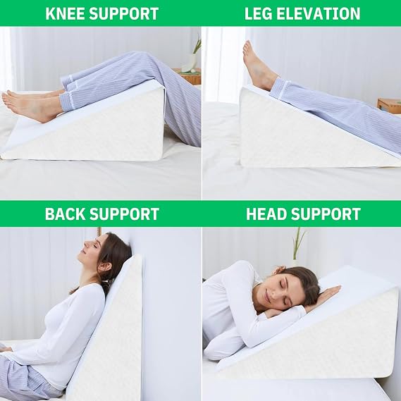 ADEPTNA Memory Foam Therapy Bed Wedge Pillow – High-Density Support for Back Support, Neck, Leg Pain Relief Sleep Apnea for Better Breathing, Circulation, and Acid Reflux Heartburn