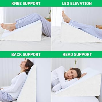 ADEPTNA Memory Foam Therapy Bed Wedge Pillow – High-Density Support for Back Support, Neck, Leg Pain Relief Sleep Apnea for Better Breathing, Circulation, and Acid Reflux Heartburn