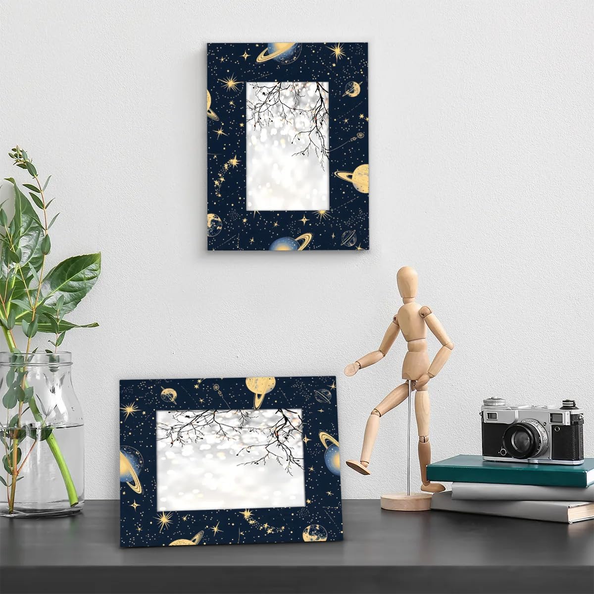 Outer Space Theme 8x10 Picture Frame Jupiter Moon Stars 8x10 Photo Frame with Stand Display Pictures for Wall and Tabletop Mounting