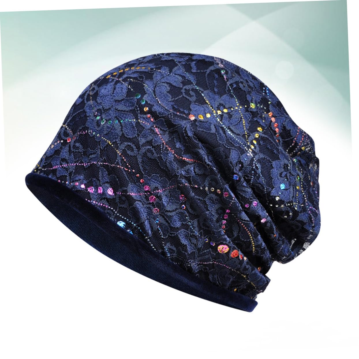 2piezas Turbante De Encaje Transpirable Para Mujer Gorro Flexibles y Práctico Para Uso Diario Sombrero De Moda Diseño Hollow Color Azul
