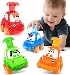 Baby Car Toys for One Year Old Boy Birthday Gift, Push and Go Cars for Toddlers 1-3 Newborn Infant 4pcs Vehicles Set for Kid 12-18 Months Toddler Toys First Birthday Gifts for 1-3 Year Old Boys Girls