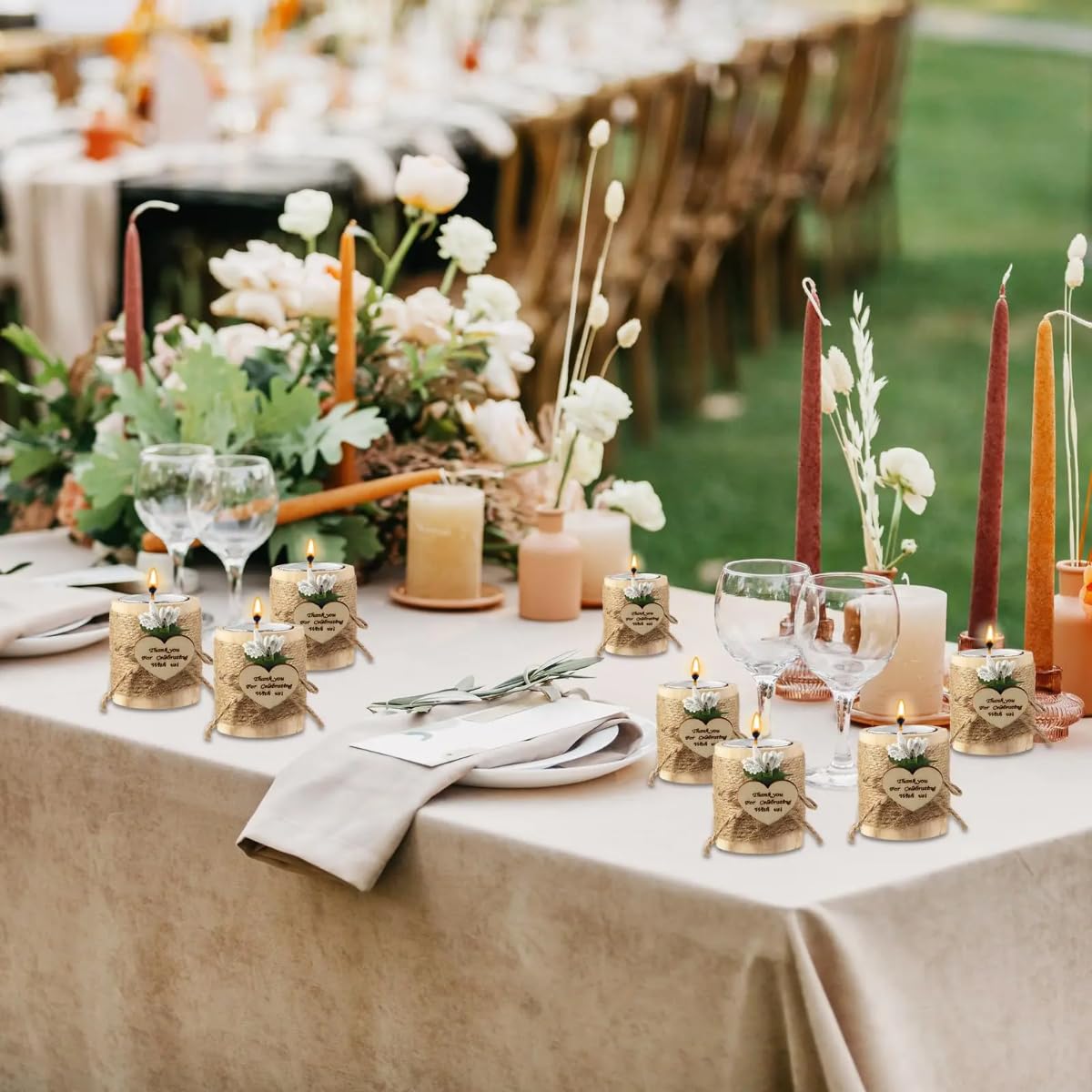 Portavelas de madera personalizado, vela de boda personalizada, portavelas para despedida de soltera, regalo de boda para invitados (10 piezas)