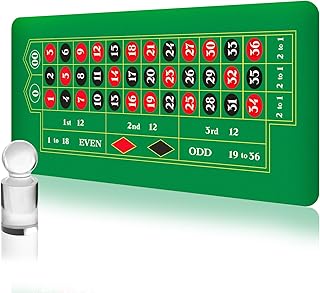 Poen 70 x 35 Inch Casino Roulette Tabletop Layout Mat with Win Marker and Storage Bag Rubber Non Slip Roulette Wheel Felt Layout Craps Mat for Casino Party Game Entertainment Night