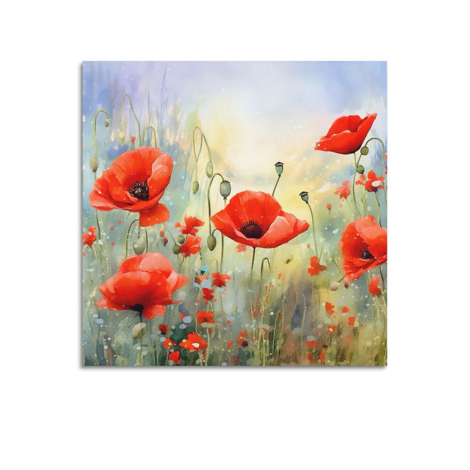 Affiches murales tulipes rouges format carré 50x50 sur toile