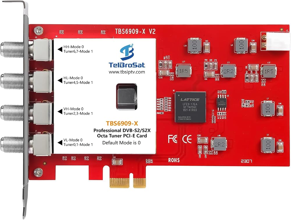TBS6909-X V2 DVB-S2X/S2/S 옥타 튜너 PCIe 카드 Tvheadend와 호환 — 사진 1