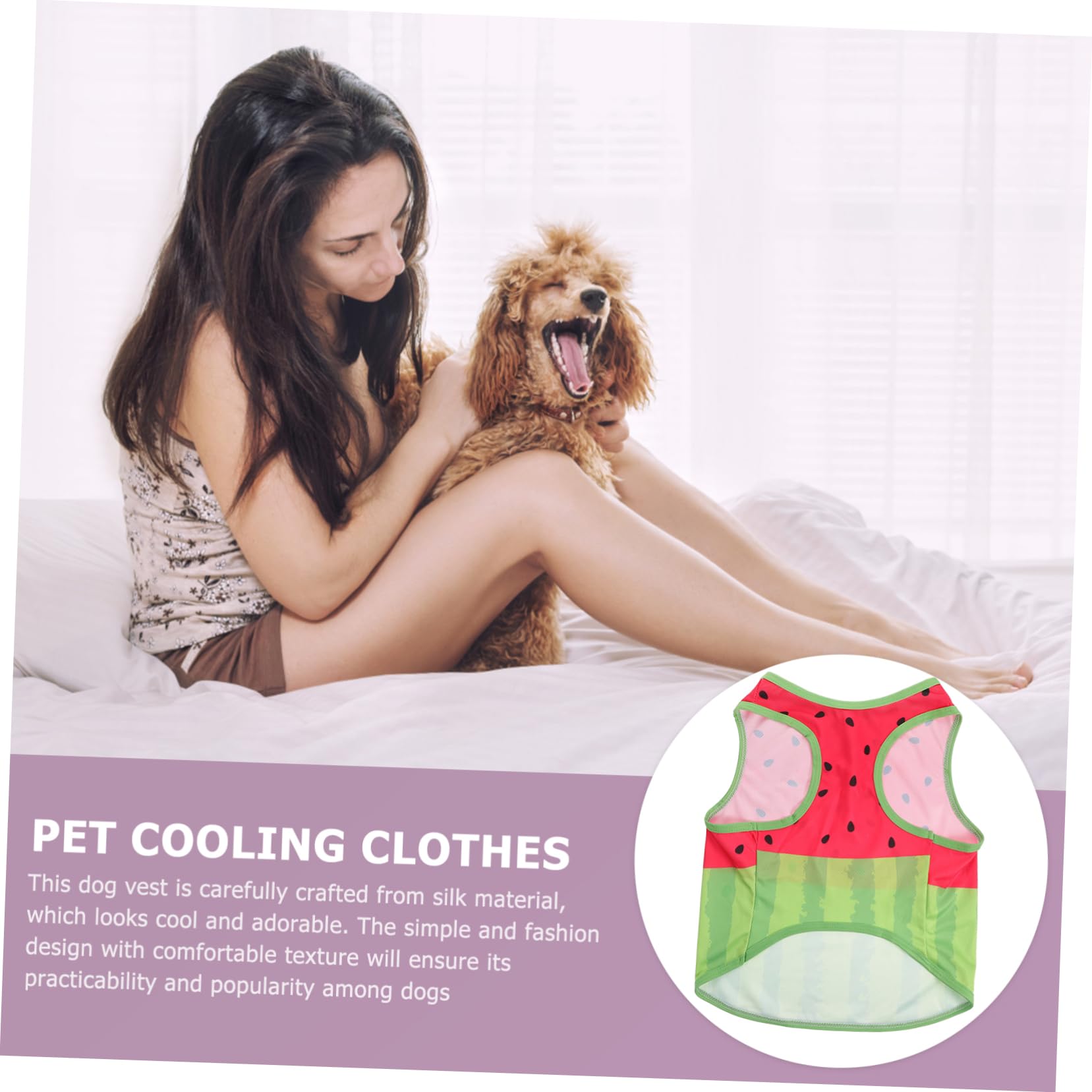 Gilet Rafraîchissant pour Chien Été, Taille L, Soie, Pastèque | Taille Xl, Design Adorable, pour Activités Extérieures, à Enfiler et Retirer Facilement