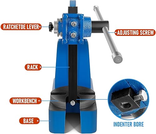 Miniatura 5 de Prensa de eje de 1 tonelada de alta resistencia, prensa de eje manual, altura máxima de 5.5 pulgadas, prensa de escritorio de hierro fundido para