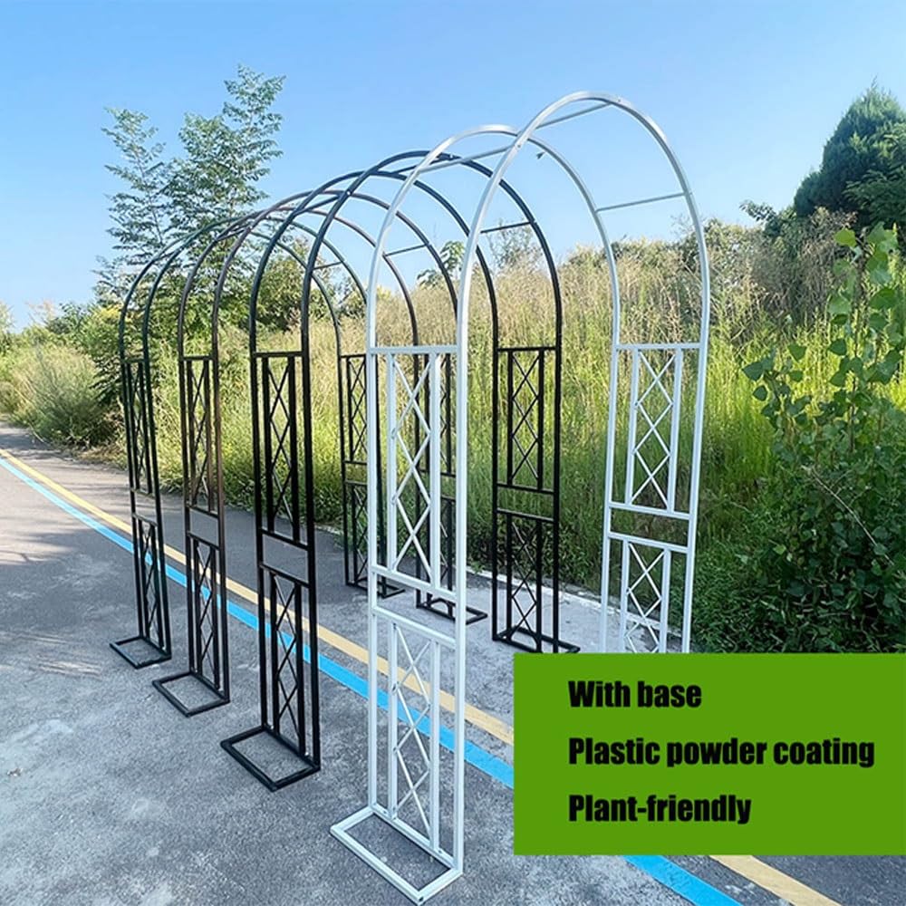 Arche Jardin pour Grimpantes, Arceau à Rosier Grande, Large 140cm 180cm 220cm 260cm 300cm 340cm pergola en Metal, Robuste Arche de Mariage Acier(Black,340cmx230cm)