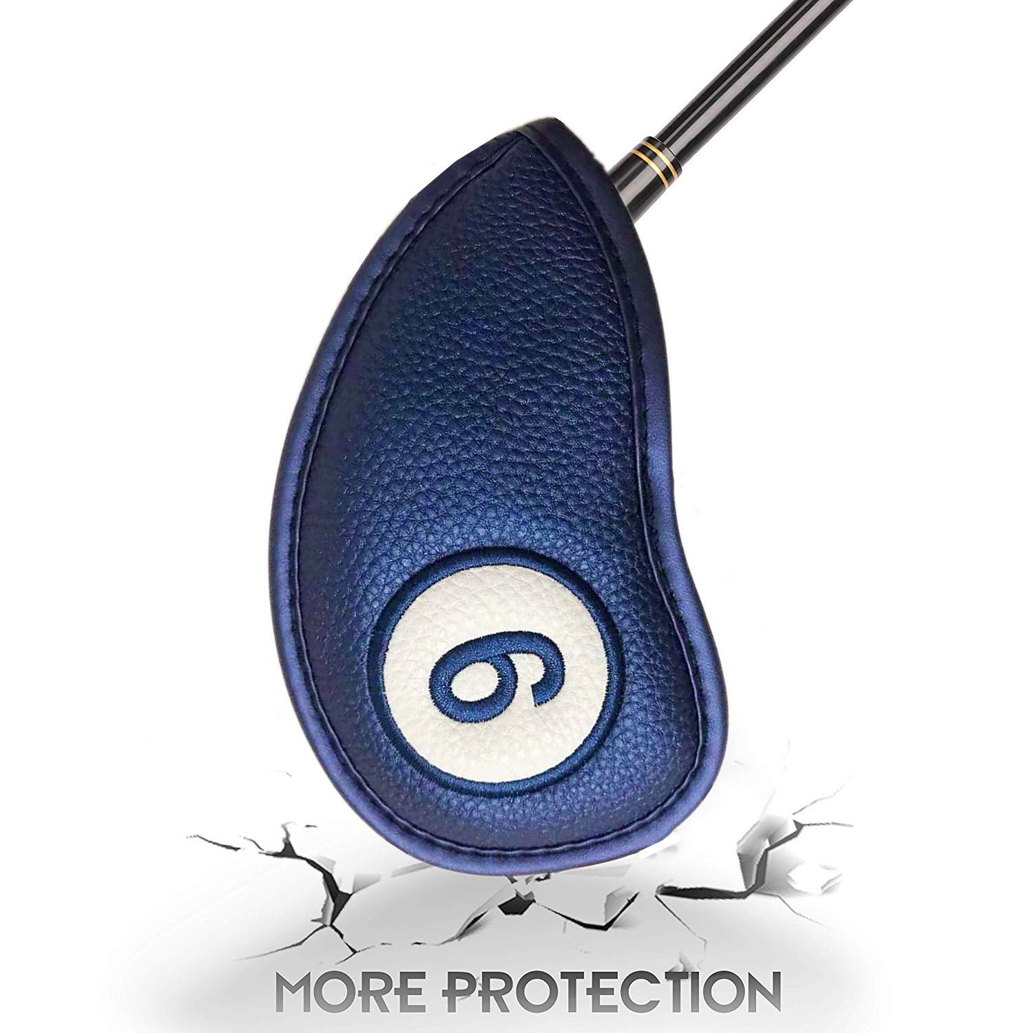 FINGER TEN Couvre Club De Golf Fer Capuchon Protege Housse Protection Fermeture Magnétique Aimant 2 Sides pour Gaucher Droitier Golfeur, Golf Covers Cuir synthétique