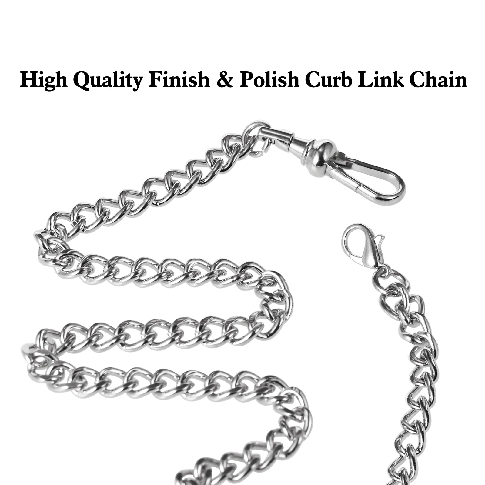 ZTA Albert Chaîne de montre de poche pour homme avec fermoir pivotant avec pendentif motif pieuvre