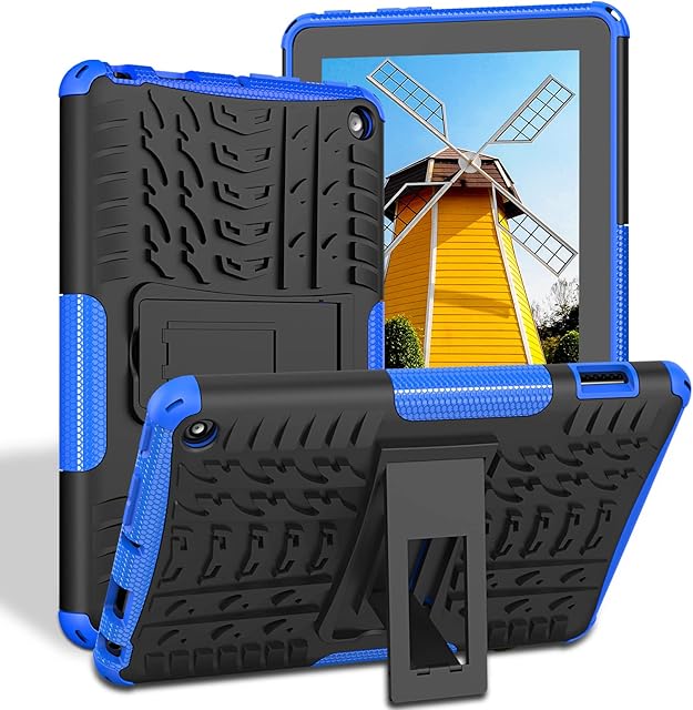 TASSKTO For Tablet 7" Case 12th Generation Compatible with Fire 7 Case 2022 Release Dual Layer Heavy Duty Shockproof Kids Protective Case with Kickstand,Not Fit iPad