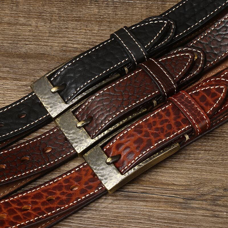 Amazon.co.jp: Men's Genuine Leather Belt, Deluxe Belt, Retro
