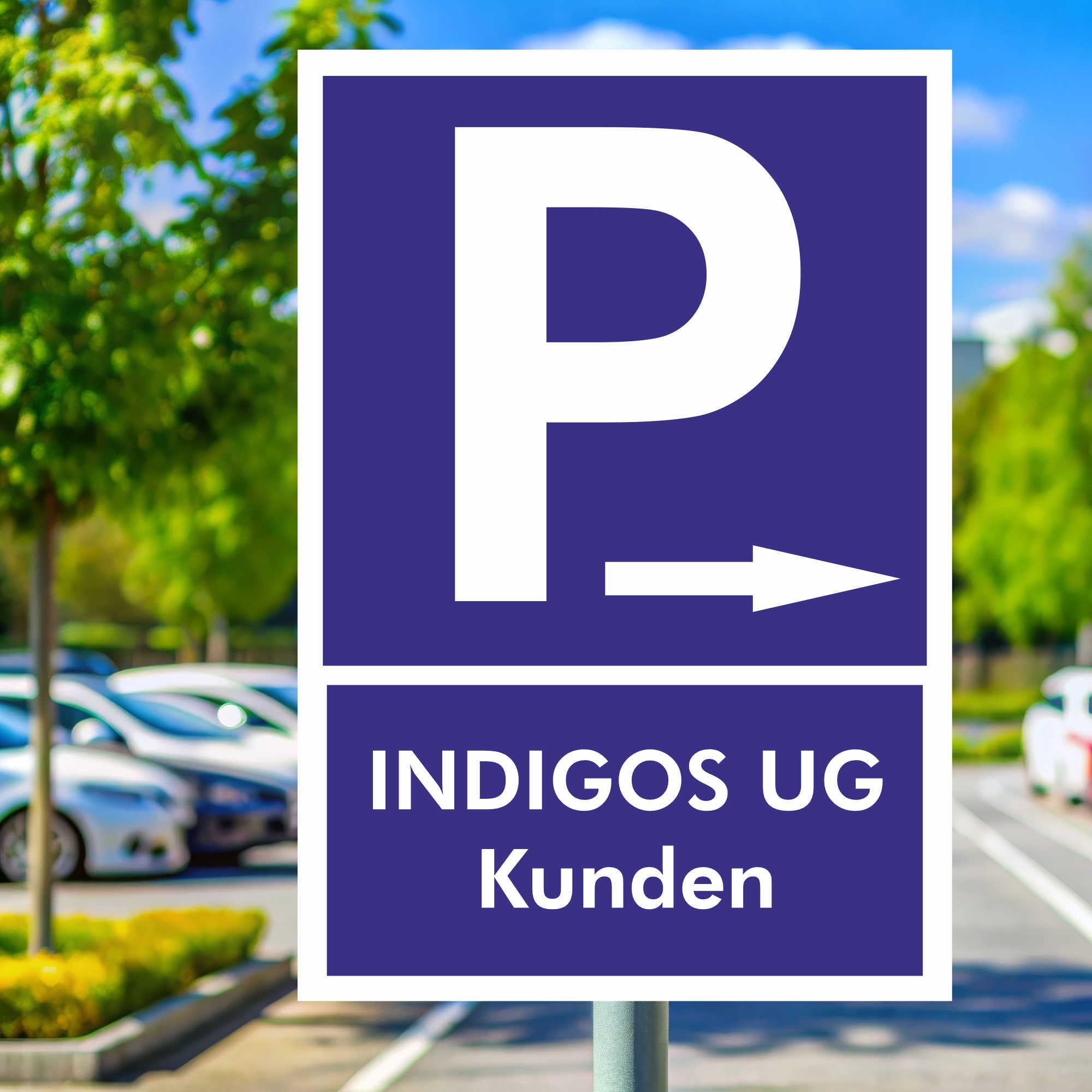 INDIGOS UG - Targa per parcheggio con testo desiderato – 80 x 60 cm – blu – Pannello composito in alluminio da 3 mm – Targa per il vostro parcheggio, tettoia