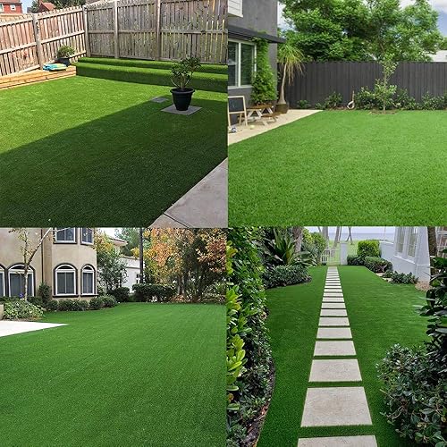 Miniatura 6 de Alfombra de césped artificial realista, 1 x 47 pies, 0.7 pulgadas, para interior y exterior, jardín, césped, paisaje, césped sintético, césped