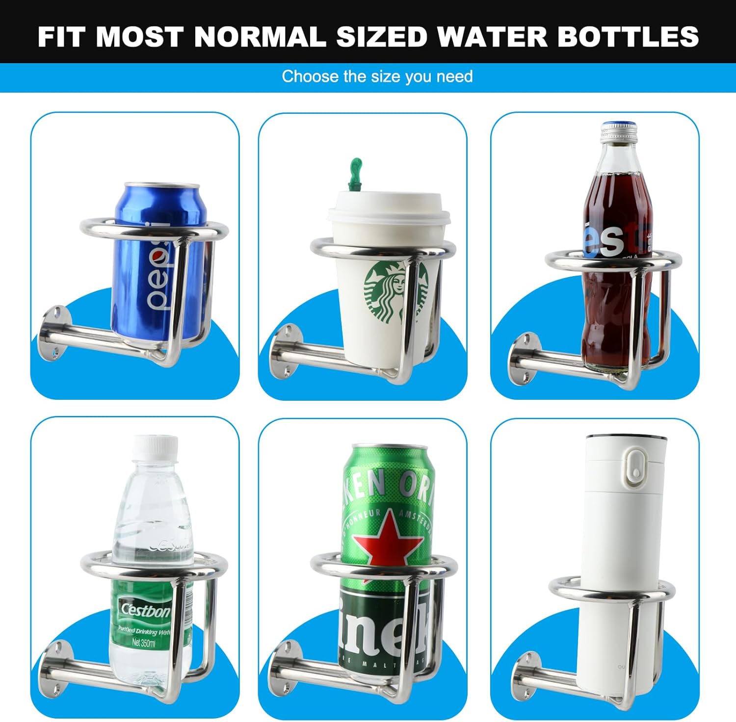 2 Pack Boat Cup Holders,Stainless Steel Ring Drink Holder,Ringlike Wall Mounted Cup Holder for Marine Boat Yacht - Image 2