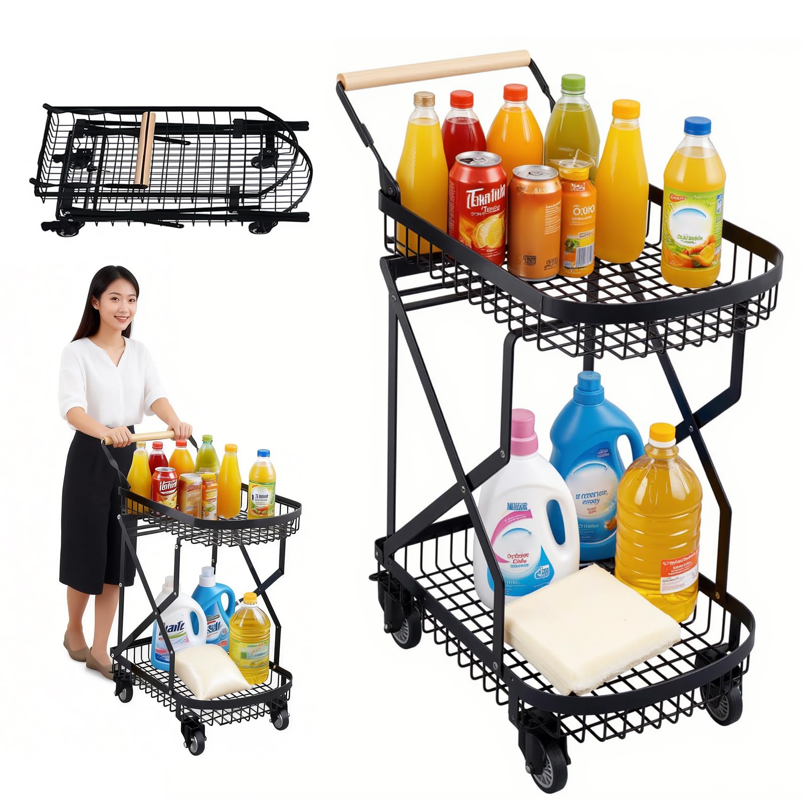 Amazon｜NODIBRO 耐荷重40kg キッチンワゴン ショッピングカート