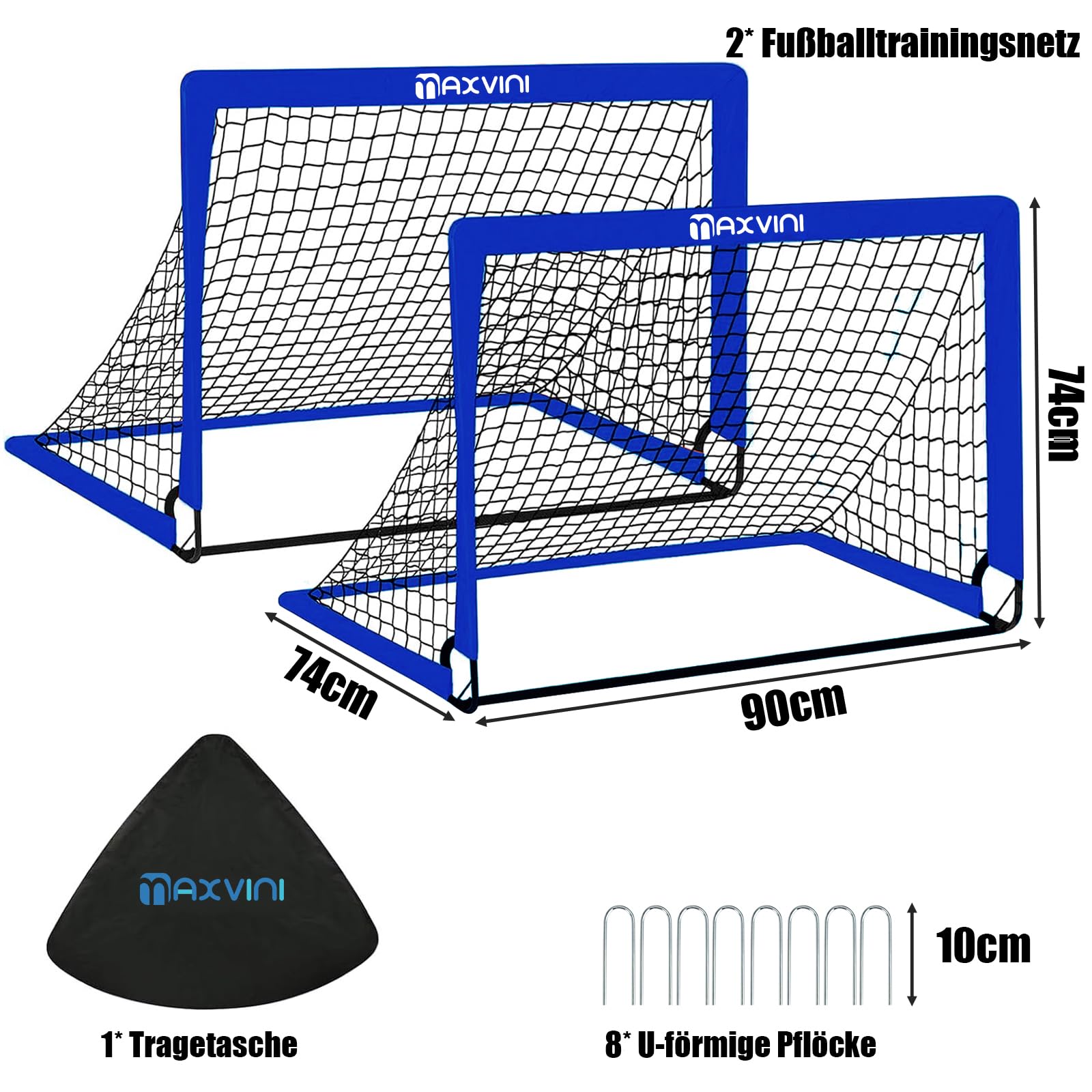 Fussballtore für Garten Kinder Pop Up 2er Set Fußballtor mit Verstärkten Glasfaserstangen & hochwertigen Tornetzen Faltbares Pop-Up Goal Fußballtore Kinder Set für Indoor, Outdoor, Garten