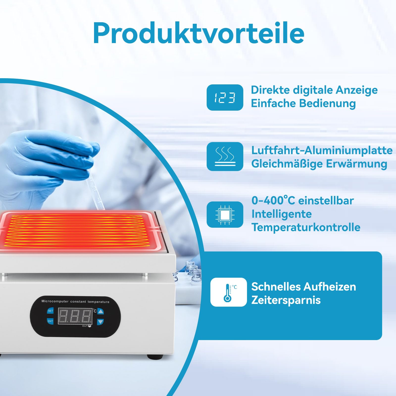 Heizplatte Löten 550W LED Mikrocomputer 150x150mm Alu 0-400°C für SMD Lötstation PCB Heizplatte