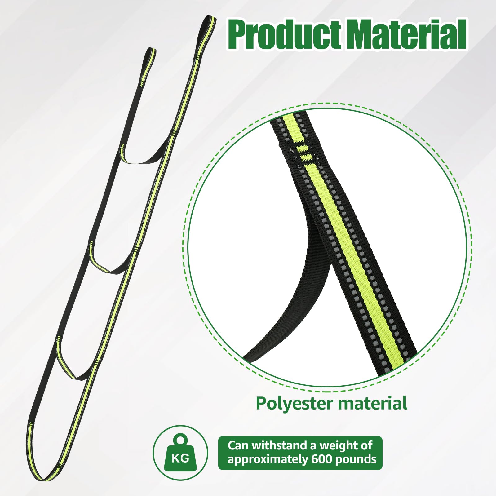 bigjvbfv 4 Step Climbing Stick Aider, Lightweight Aider for Climbing Stick, Portable Hunting Tree Climbing Rope Ladder, Portable Step Climbing Aider, Foldable Tree Step Aider for Outdoor Enthusiasts