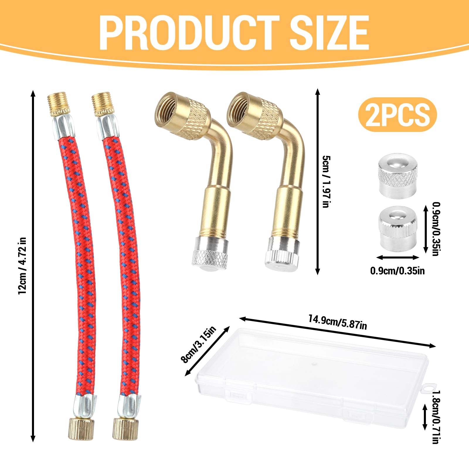 Adapter do zaworów opon, 2 sztuki 120mm elastyczne gumowe przedłużki do zaworów opon, 2 sztuki pod kątem 90° adapter do zaworów opon, adapter do zaworów samochodowych do samochodu, motocykla, roweru