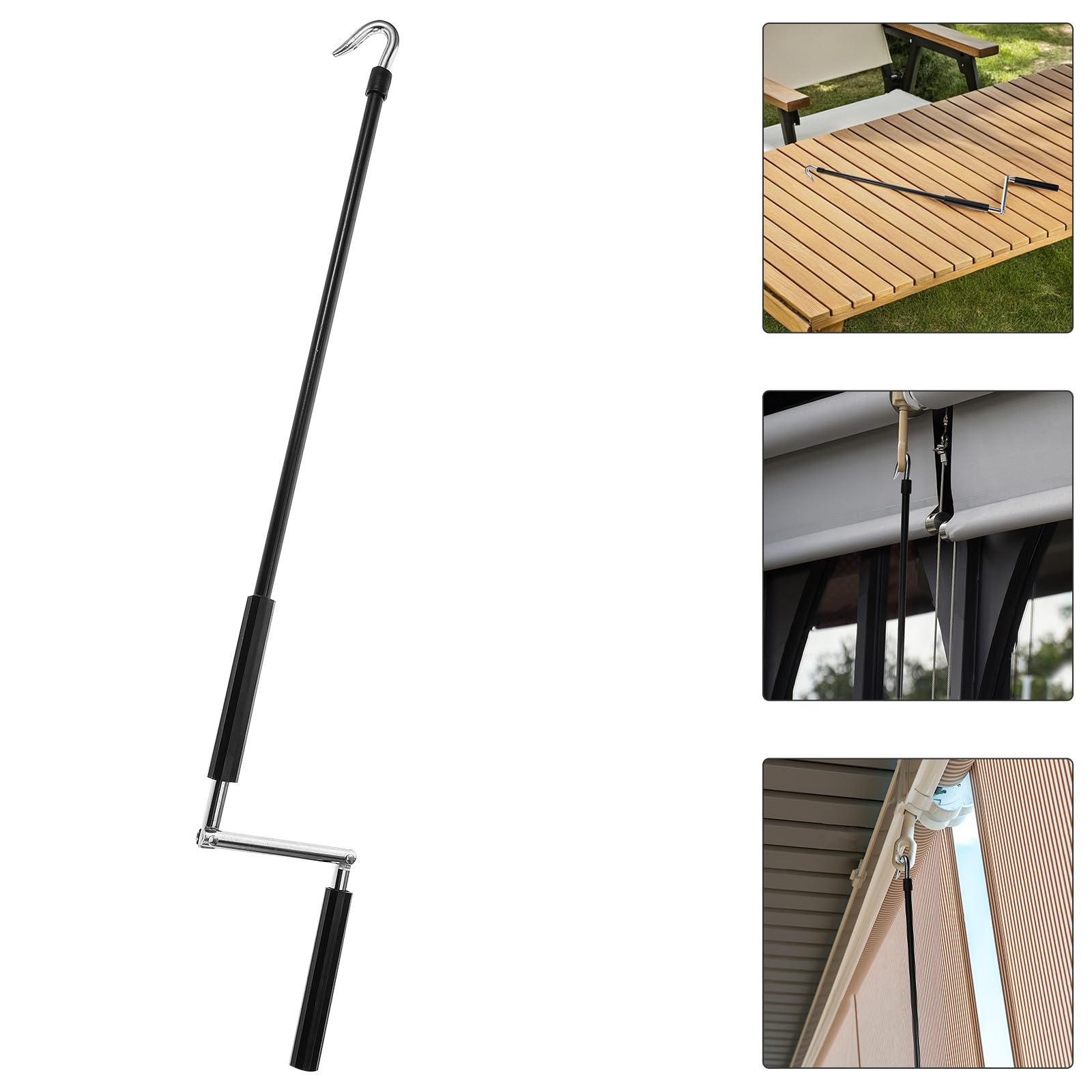 Manivela Manual para Toldo Exterior Telescópica de Metal y Plástico Resistente, Varilla de Repuesto para Toldos de RV y Tiendas, Herramienta Portátil para Apertura en Verano