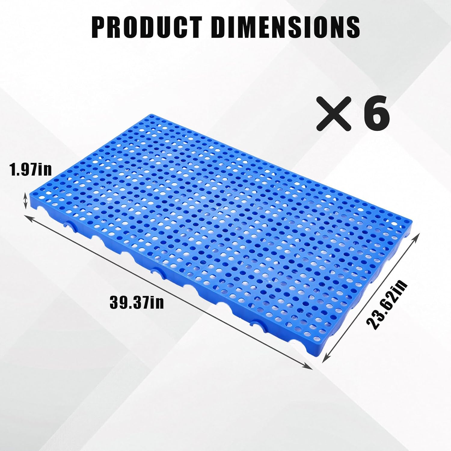 Heavy Duty Plastic Pallets 6-Pack, Blue Polypropylene Nestable Stacking Pallets for Shipping Storage, 100x60x5cm Low Profile Grid Pallets for Garage Warehouse Supermarket and Industrial Organization