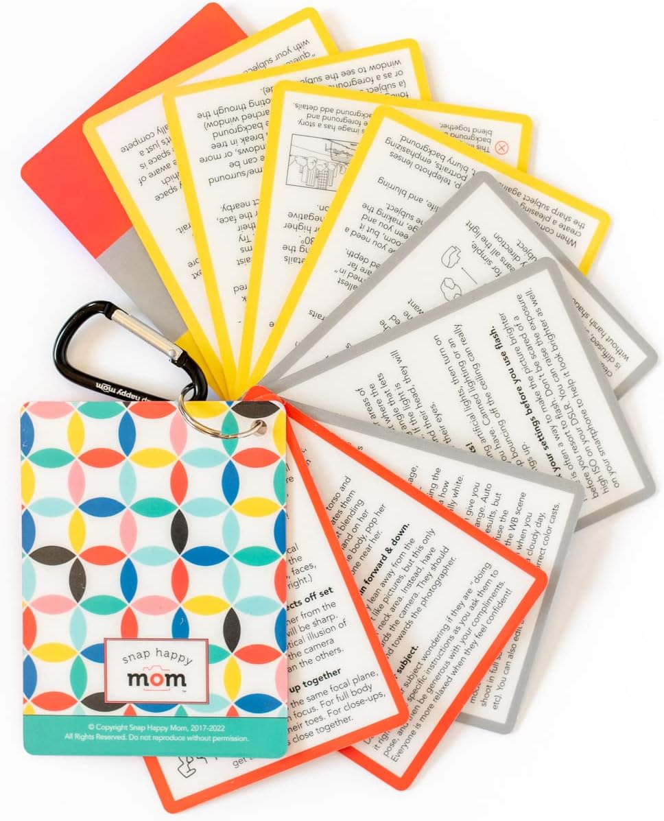 Photography Cheat Sheet Cards (Set of 2 Decks) - DSLR Camera Photography and Composition/Lighting Sets - Plastic Reference Cards | Snap Happy Mom (Bright)