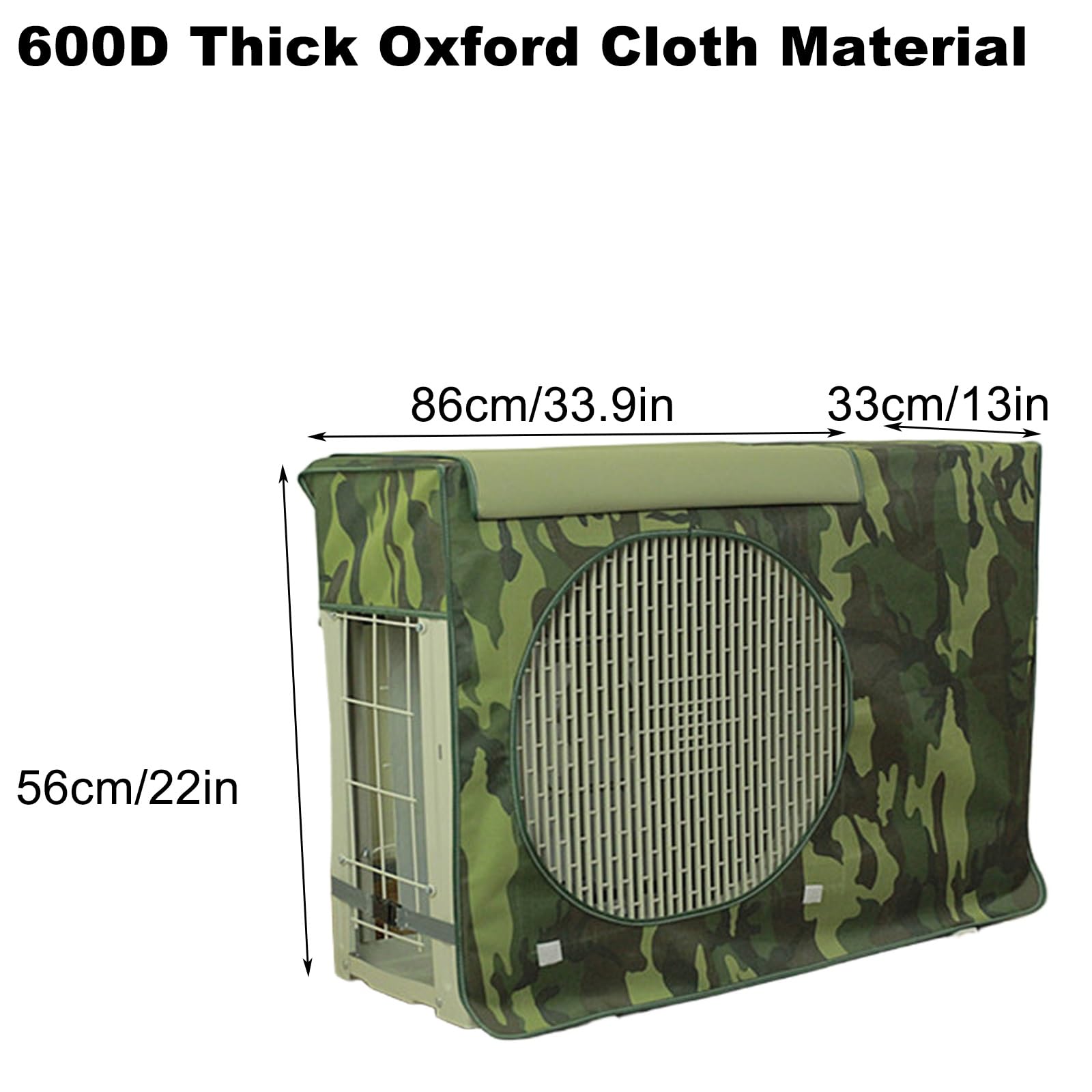 Copricondizionatore per Esterno in Tessuto Oxford, Protezione Solare e Copertura Impermeabile per Copri Condizionatore da Esterno, Rinforzato con due Elastici(Green,86x33x56cm)