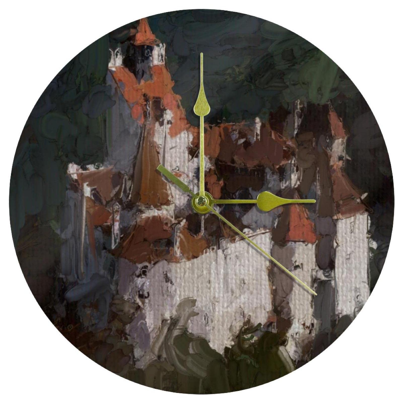 Horloge à quartz château antique ronde pour déco de bureau