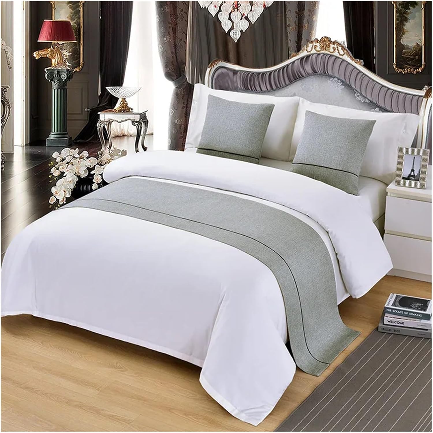 Bed Runner Simplicity Bed Spread Patchwork Bed Flag Home Hotel Decoration Bed Towel Cover(Veemi 06,50x210cm Bed Runner)