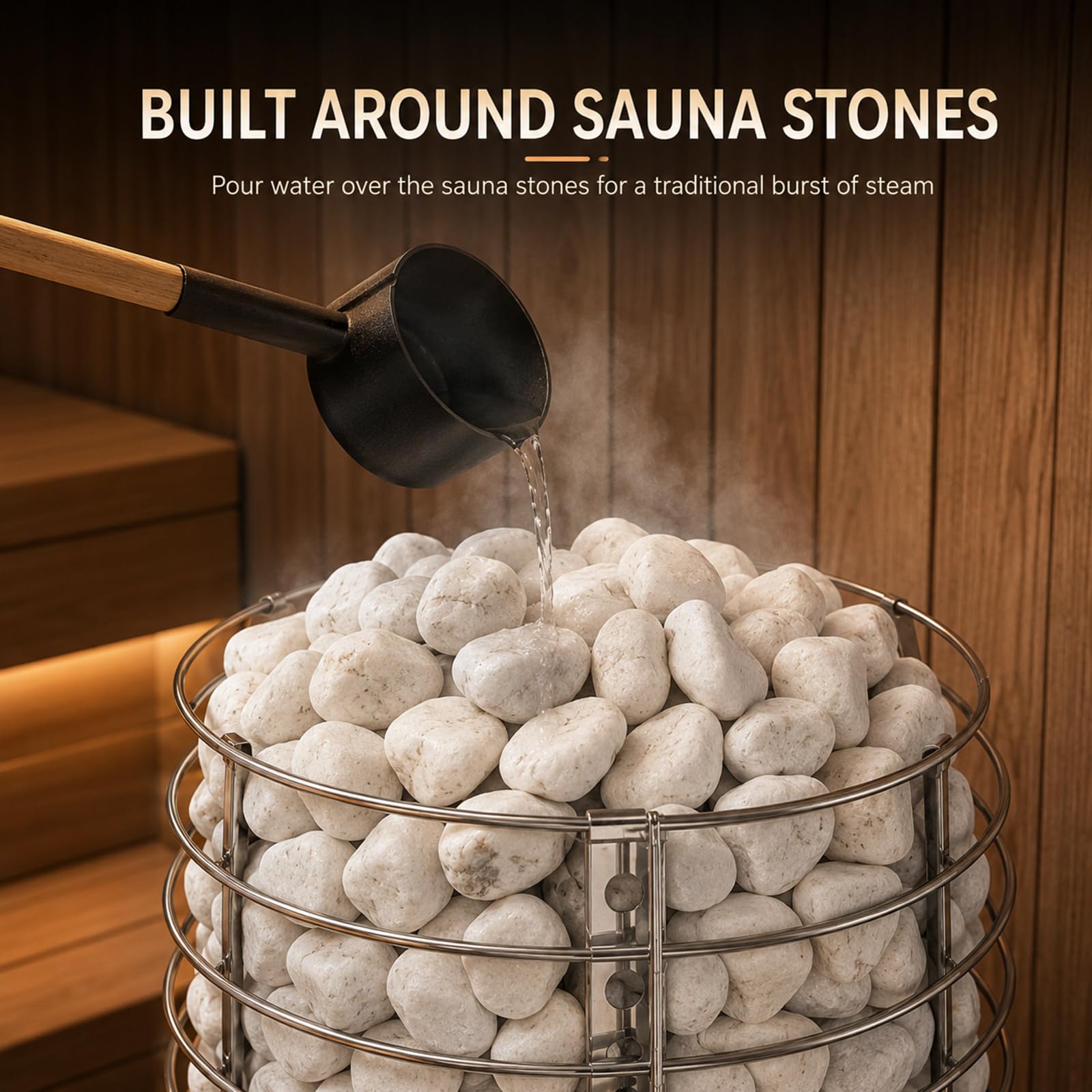 Stufa Sauna da Pavimento, Cestello Pietre Aperto in Inox, 3kW 15kW