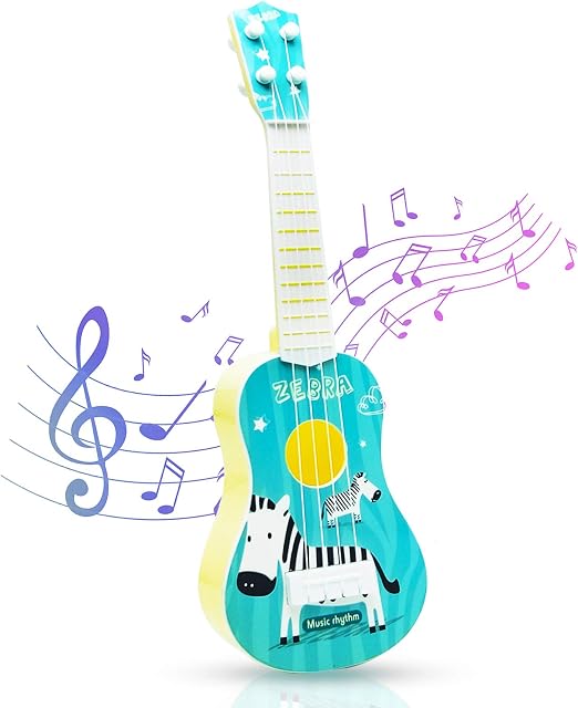 Ynanimery Kids Guitar, Toddler Ukulele - 14.2*4.3*1.4 inch Ukulele Guitar Musical Instrument, Learning Educational Toys for Toddlers Boys Girls Age 3 4 5 6 7 8 9, Blue