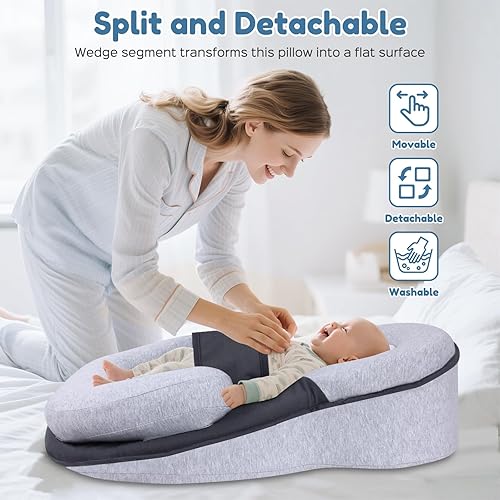 Miniatura 2 de Almohada para tumbona para bebé, cojín de apoyo para bebés, almohada de lactancia materna de reflujo, alimentación con biberón, tiempo boca abajo