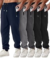 OZYJD Men's 5-Pack Sweatpants with Zipper Pockets - Warm Slim Fit Athletic Joggers for Workout Running Gym