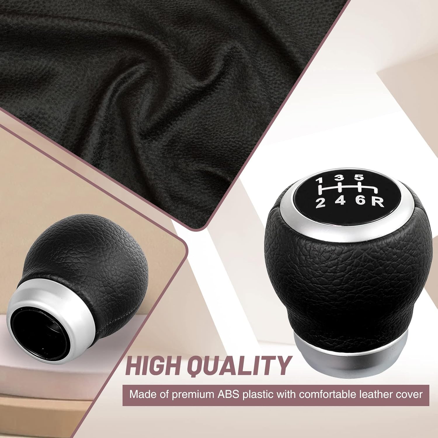 Manual Gear Shift Knob: 6 Speed PU Leather Shifter Knob Replacement for Subaru WRX/STI 2015-2022 Transmission Gear Shift Lever Stick 35022VA000(Black)