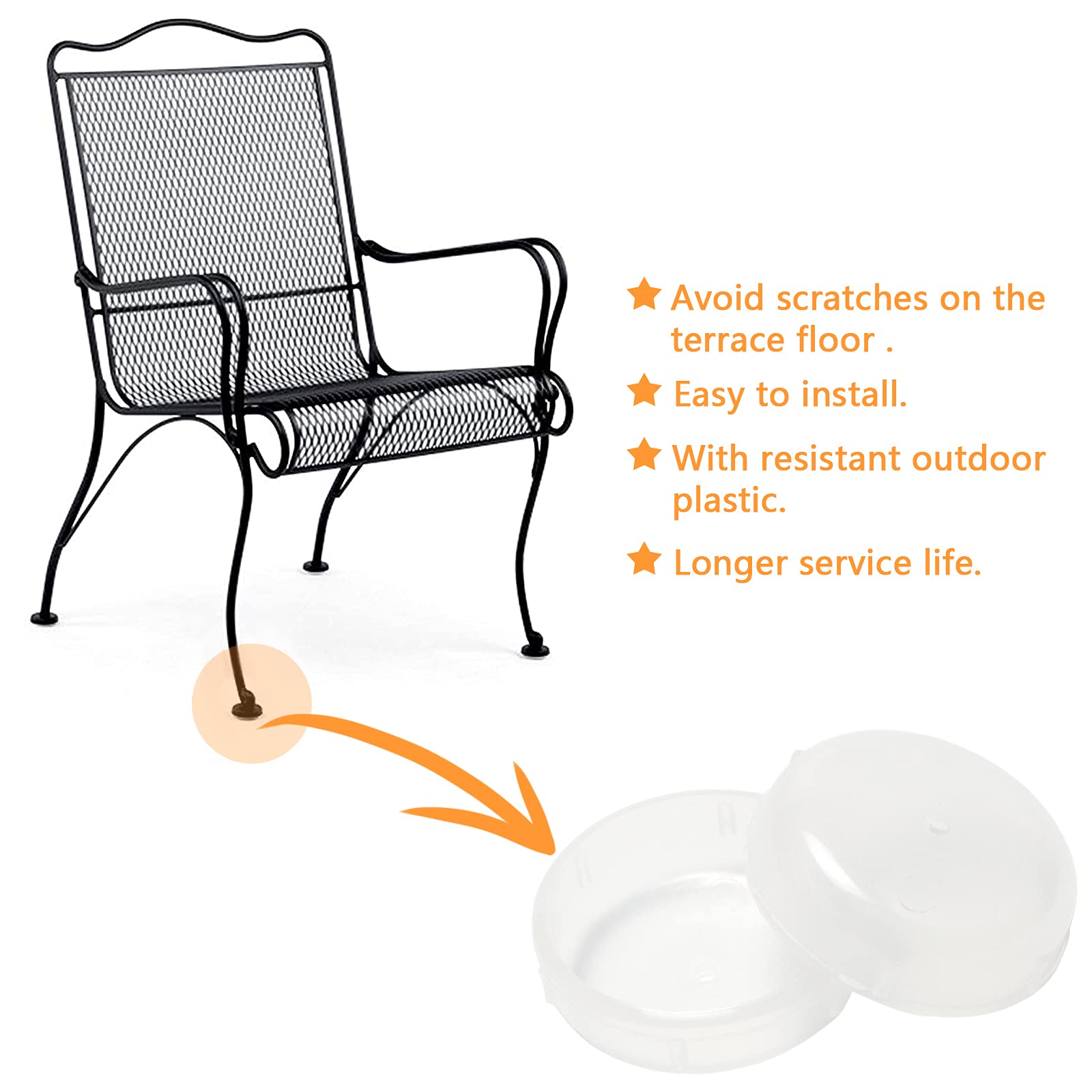 plastic feet for wrought iron chairs