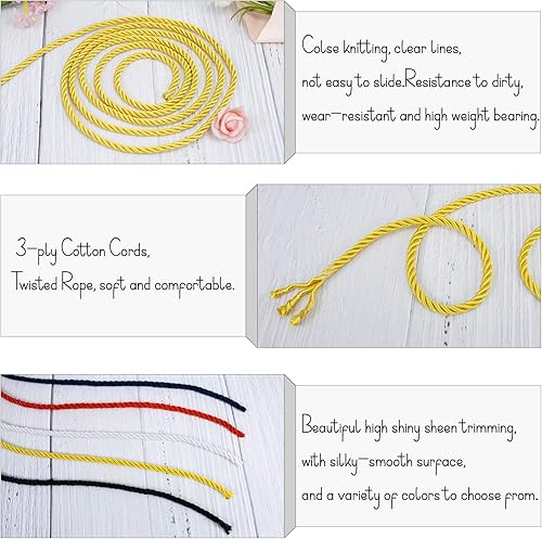 Miniatura 4 de LEREATI Cuerda de seda trenzada de 27 yardas, cuerda negra suave de satén, cordón de nailon de 0.197 in, cuerda decorativa gruesa, cordón para