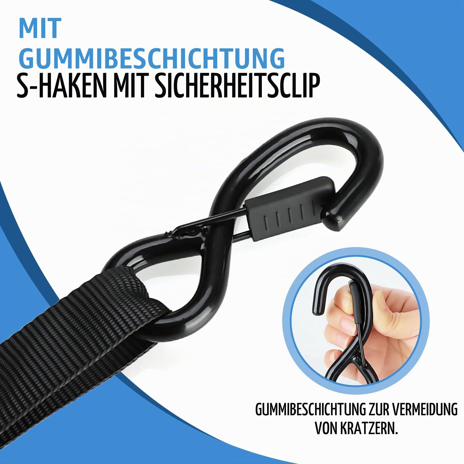 TLGREEN Selbstaufrollende Spanngurte, 4 Stück, 3 m x 25mm, Automatik Spanngurt mit S Haken, 748kg Bruchfestigkeit, 300 daN Zugfestigkeit, Zurrgurt für Anhänger, Motorrad, Fahrrad & Mehr, Schwarz | Selbstaufrollende Spanngurte, Ratschengurt mit S Haken, Zu