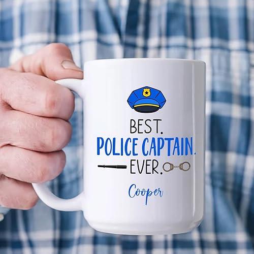 Miniatura 3 de Tazas Best Police Captain Ever, tazas de policía, taza de café personalizada de policía con nombre, regalo de oficial de policía personalizado para