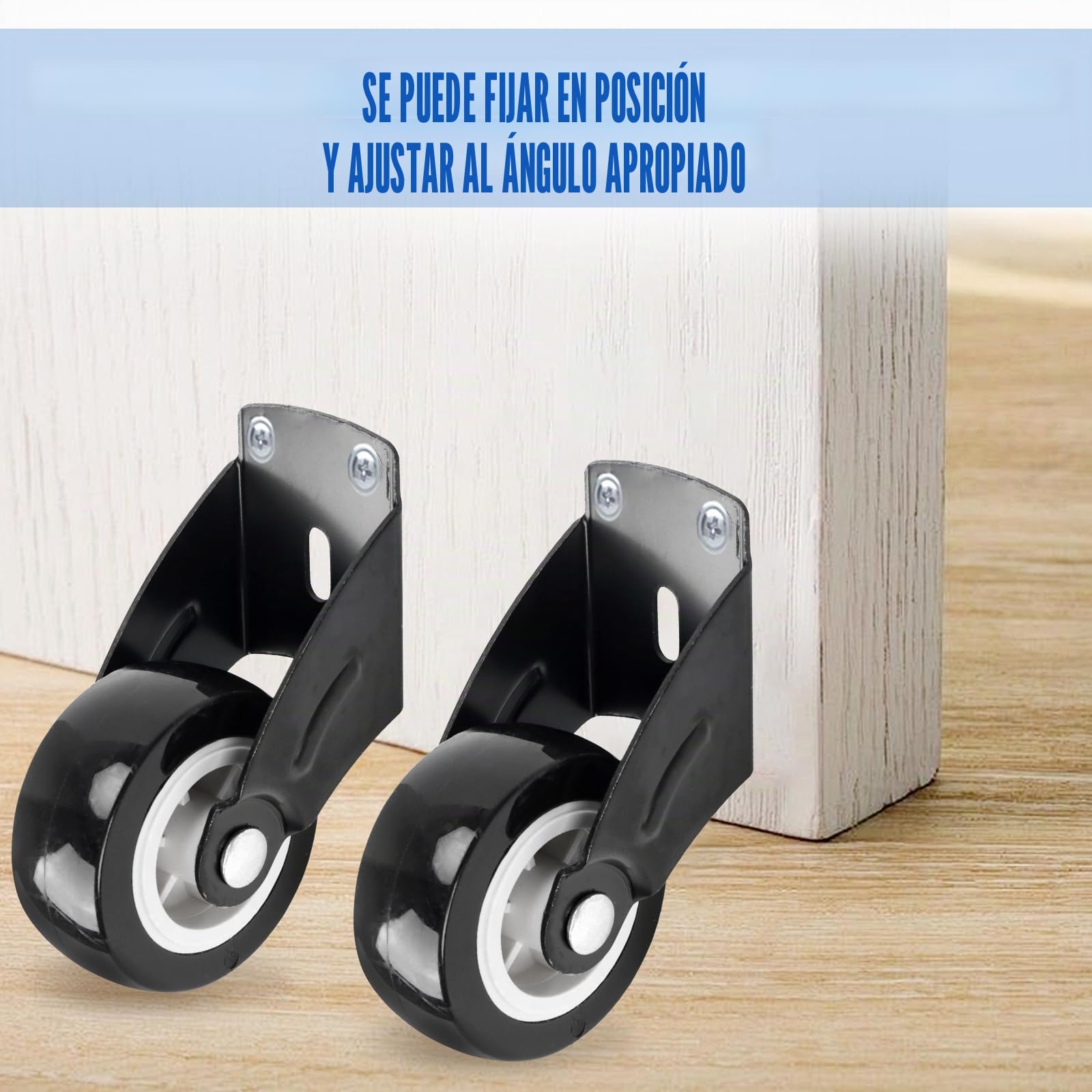 4 piezas de rueda para puerta, ruedas de puerta de carga pesada para soporte de piso de puerta anti-caída, rueda de soporte antideslizante ajustable, ruedas montadas lateralmente, con 12
