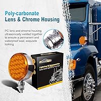 Vista 2 de Partsam 2 luces redondas de doble cara ámbar de 48 LED para guardabarros de pedestal trasero, luces de estacionamiento para montaje en poste, luces