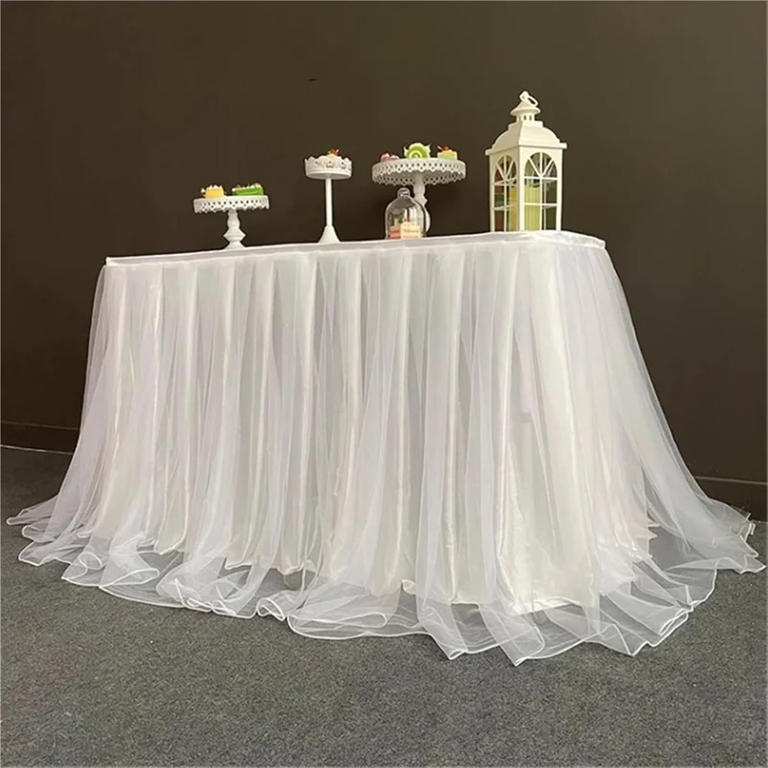 Party Table Skirts Tulle Tutu Organza Table Skirt for Party Wedding Home Decoration Birthday Chiffon Gauze Bridal Veil Table Skirting(Color 1)