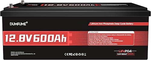 Batería LiFePO4 de 12 V 600 Ah 7200 WH 10000+ batería de fosfato de hierro de litio de ciclo profundo 200 A BMS para escasez de energía, RV,