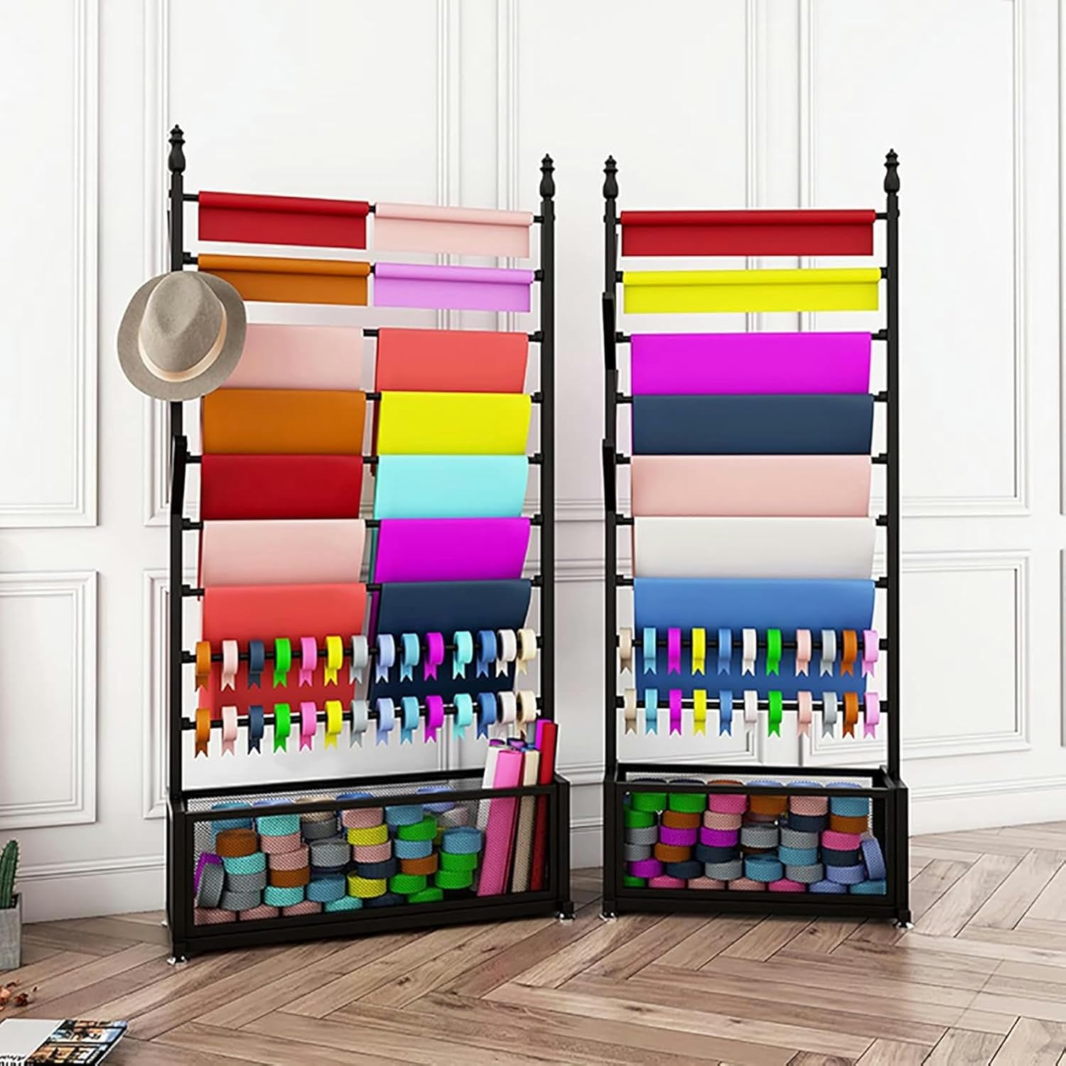 9 Tier Upright Wrapping Paper Holder Stand, Modern Large Capacity Multifunctional Organizer for Long Rolls/Ribbons/Scarf, Studio Craft Workshops Retail Stores~/