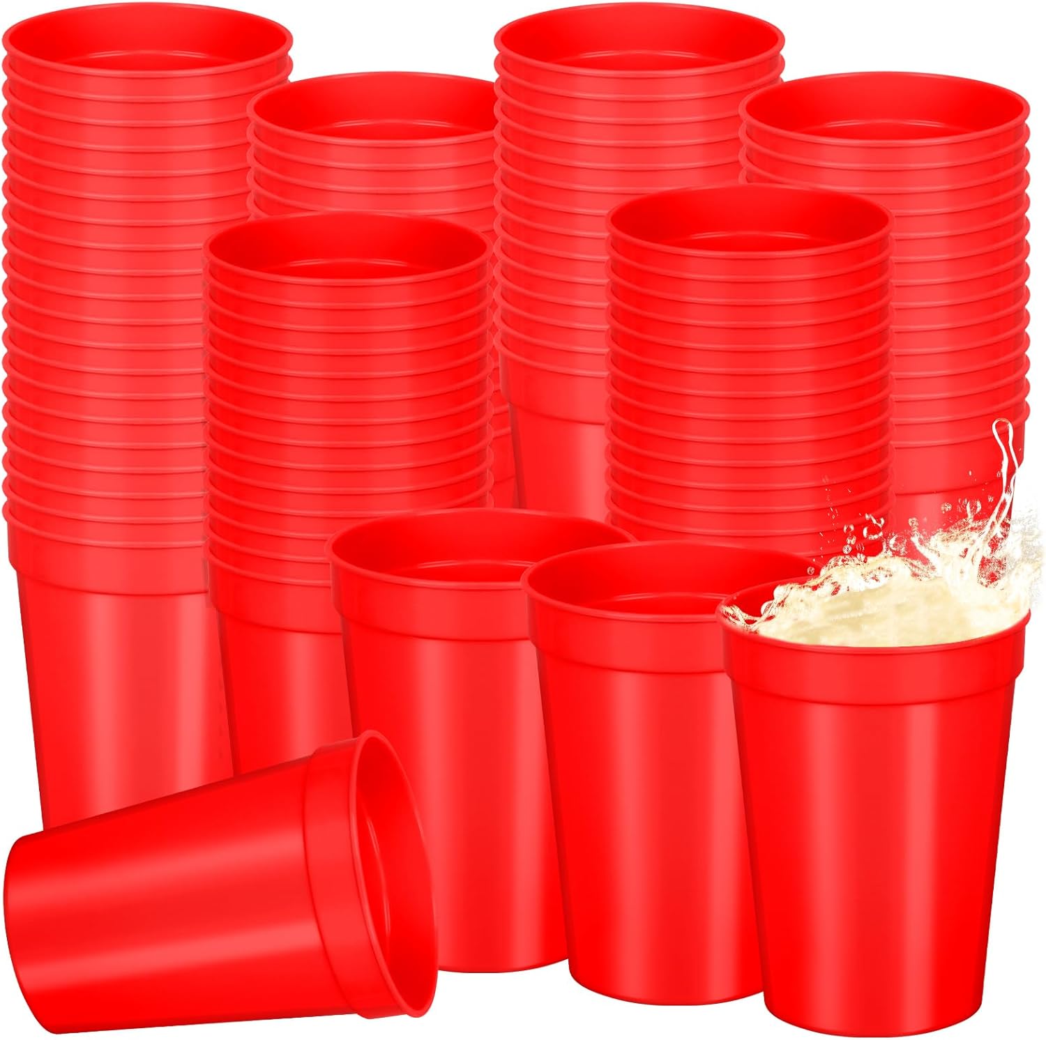 Domensi 60 Pcs 12 oz Plastic Stadium Cups Bulk Plastic Stadium Cups Reusable Blank Drink Tumblers Drinking Cup for Party Picnic Birthday Wedding Baby Shower Events DIY Projects(White)