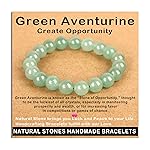 AD Beads Handmade Gemstone Stretch Elastic Bracelet Crystal Healing Reiki Nature\'s Beauty and Spiritual Essence Unisex (10mm, Green Aventurine (Opportunity))