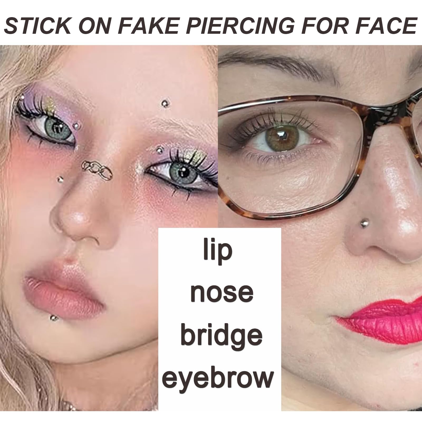 13 Teilig Fake Piercings Set, Inklusive Edelstahl Nasenpiercing Ring, Fake Lippenpiercing, Nasenring, Septum, Perfekt Für Einfache Anwendung Und Kreatives Styling