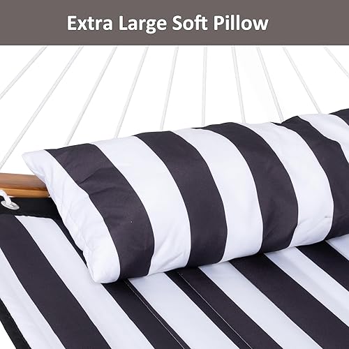 Miniatura 54 de SUNCREAT Hamaca portátil para exteriores con soporte, hamaca resistente con bolsa de transporte, almohada suave, cuerdas de equilibrio, azul oscuro