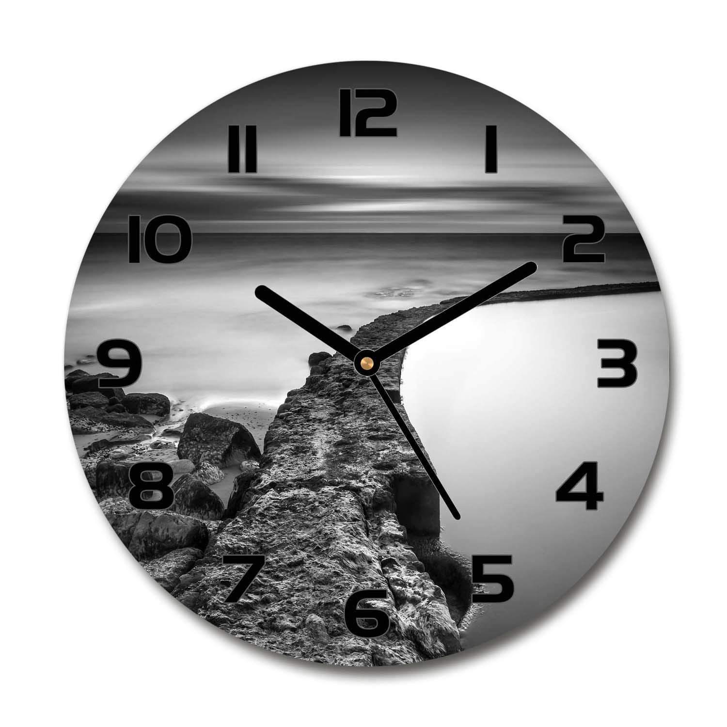 Horloge en verre Tulup impression haute définition motif galets chic
