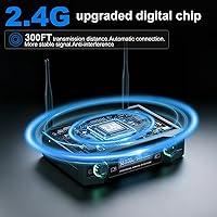 Vista 2 de Micrófonos inalámbricos, sistema de micrófono dinámico de mano dual profesional